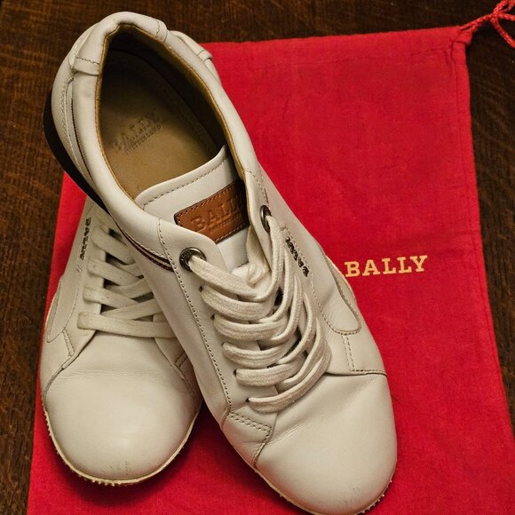 Bally "Fridia" Bone Sneakers Women's 7.5". Leather - Picture 1 of 7